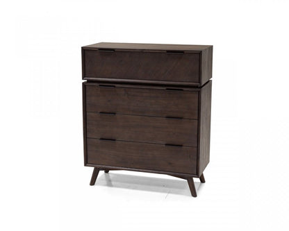 39" Dark Brown Solid Wood Four Drawer Dresser