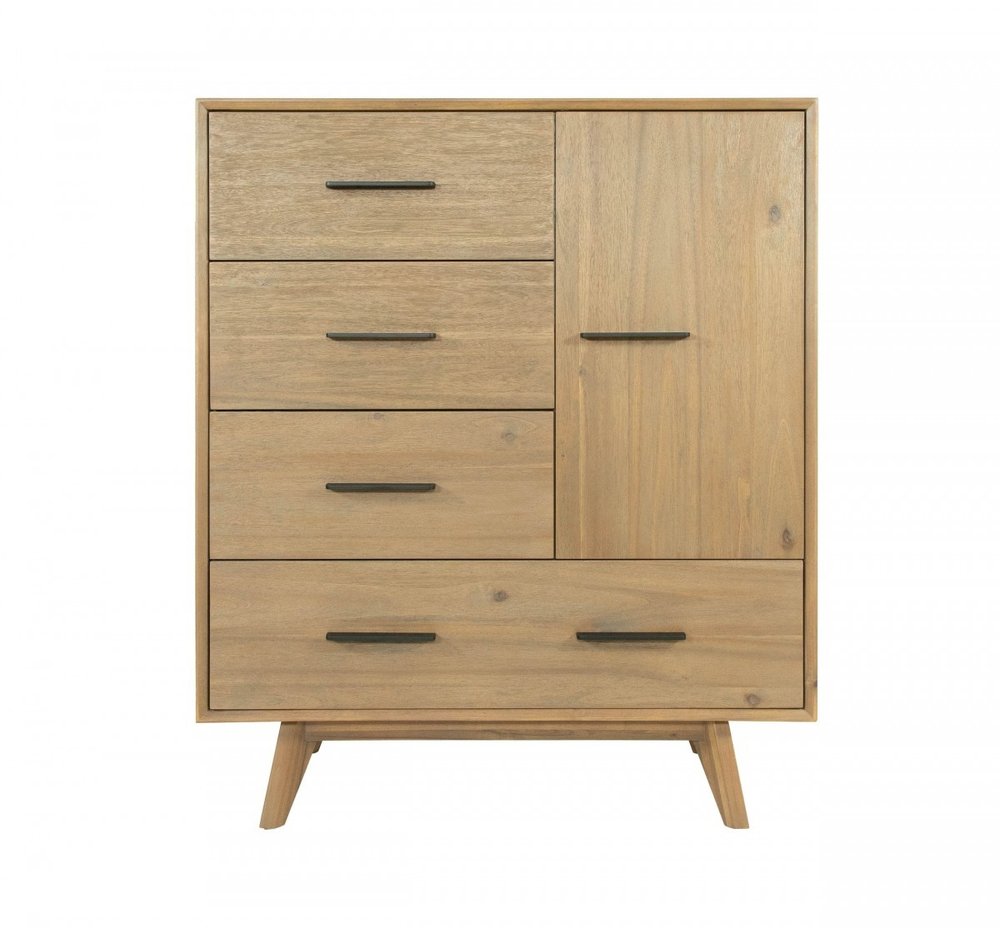 39" Brown Solid Wood Four Drawer Gentlemens Chest
