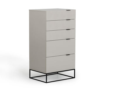 24" Gray Wood Five Drawer Dresser