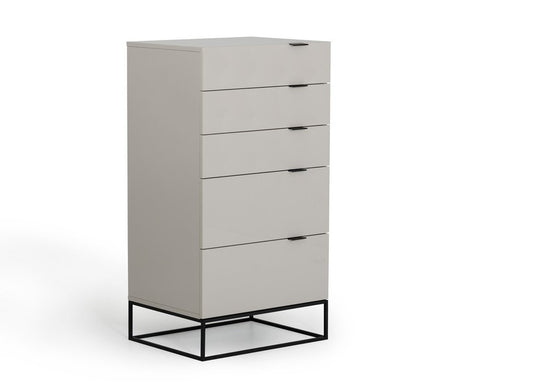 24" Gray Wood Five Drawer Dresser