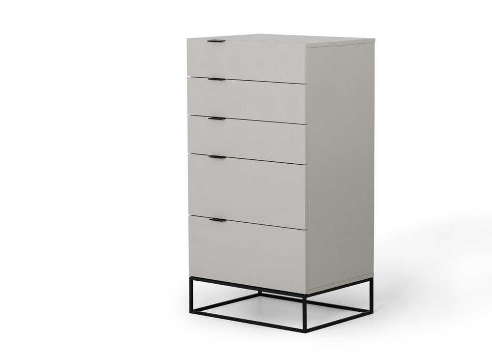 24" Gray Wood Five Drawer Dresser
