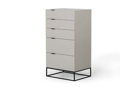 24" Gray Wood Five Drawer Dresser