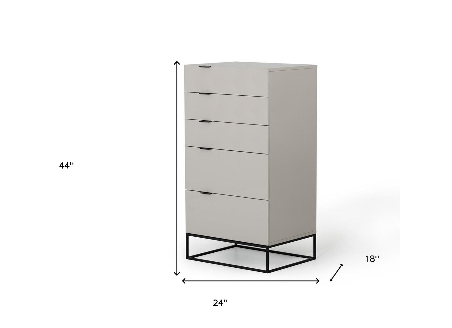 24" Grey Manufactured Wood Five Drawer Chest