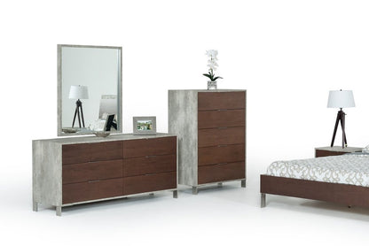 35" Dark Brown And Gray Wood Five Drawer Dresser