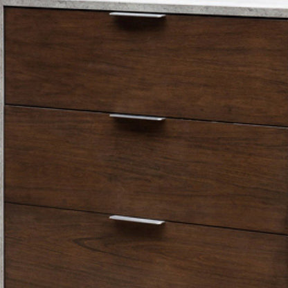 35" Dark Brown And Gray Wood Five Drawer Dresser
