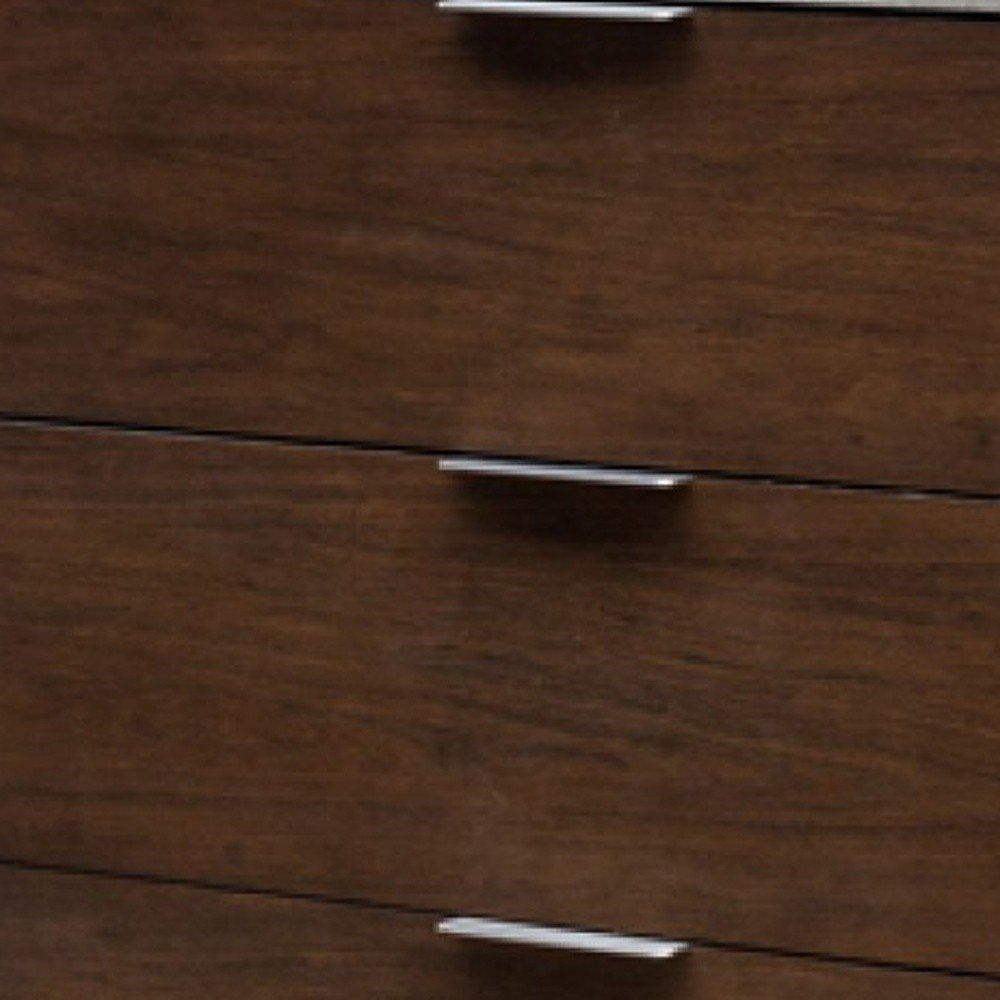 35" Dark Brown And Gray Wood Five Drawer Dresser