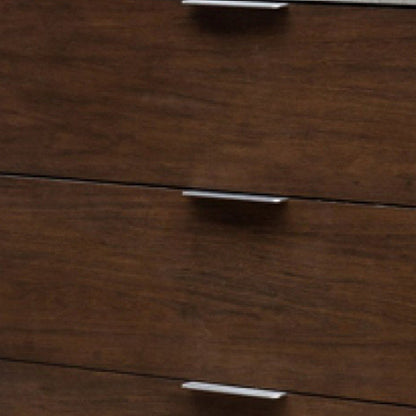 35" Dark Brown And Gray Wood Five Drawer Dresser