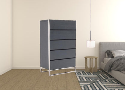 30" Gray Wood Five Drawer Dresser
