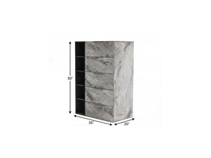 35" Grey Manufactured Wood Five Drawer Chest