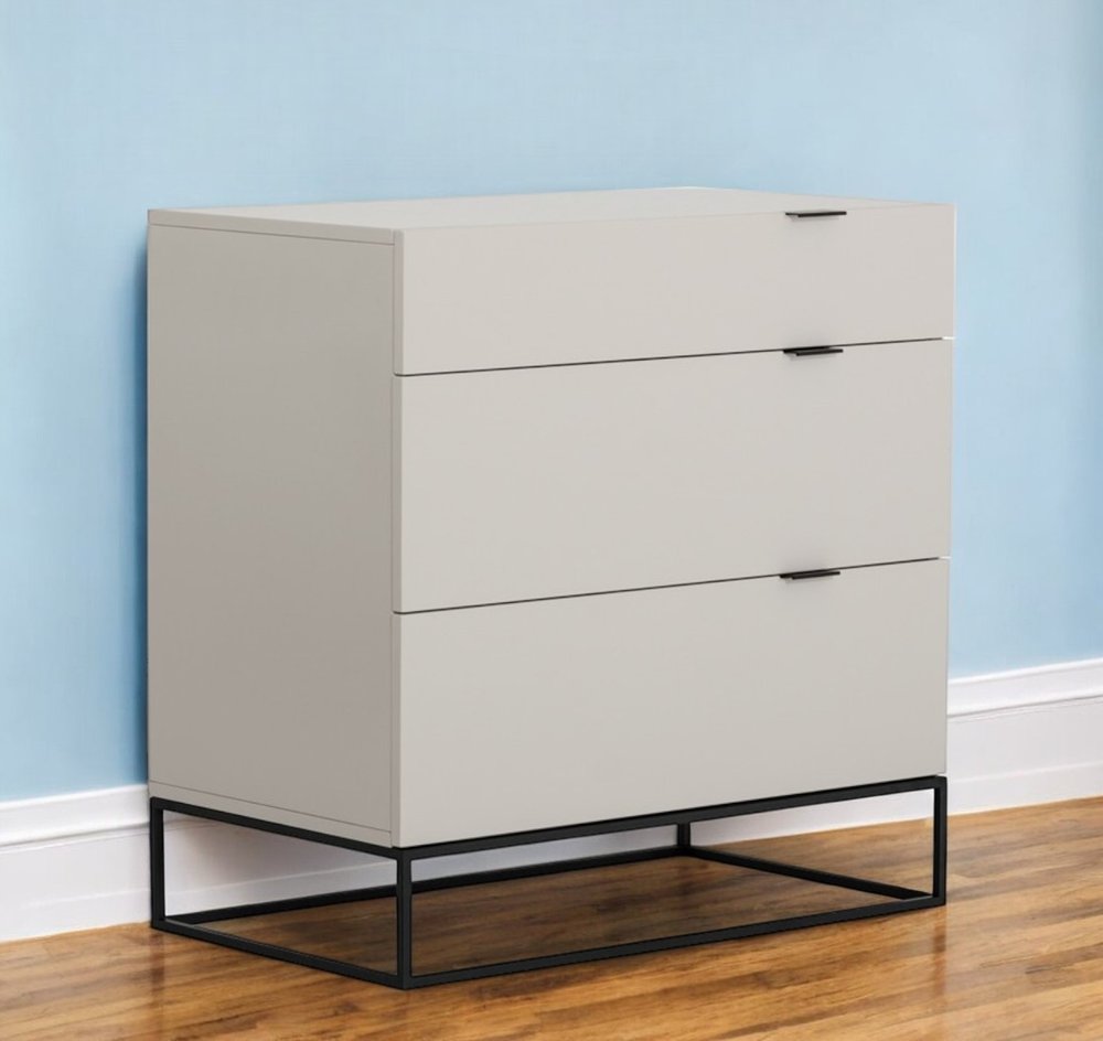32" Gray Wood Three Drawer Dresser