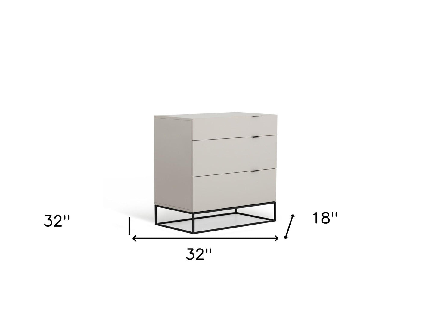 32" Grey Manufactured Wood Three Drawer Chest