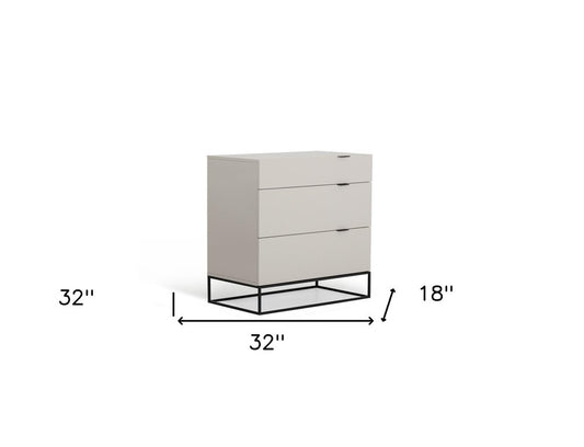 32" Gray Wood Three Drawer Dresser