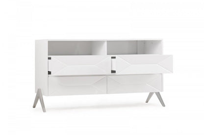 61" White Wood Four Drawer Double Dresser