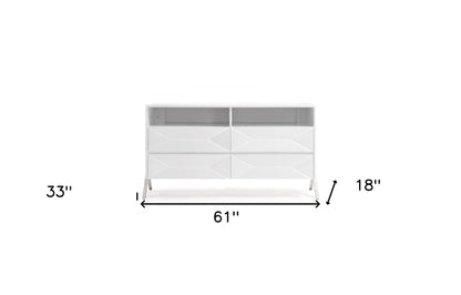 61" White Manufactured Wood Four Drawer Double Dresser