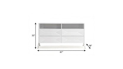 61" White Manufactured Wood Four Drawer Double Dresser