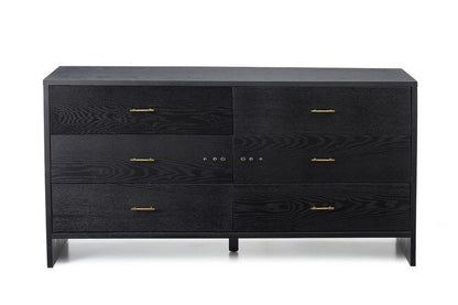 59" Gray Wood Six Drawer Double Dresser