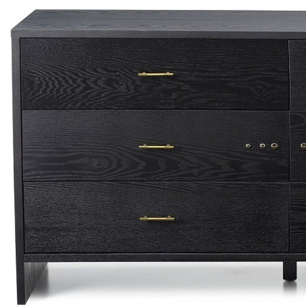 59" Gray Wood Six Drawer Double Dresser