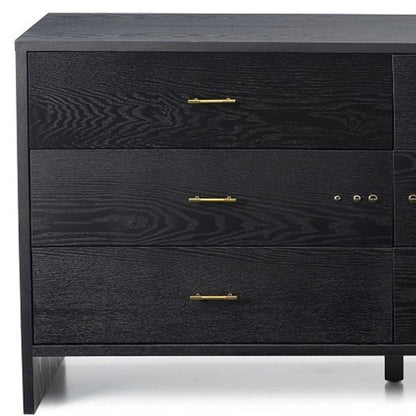 59" Gray Wood Six Drawer Double Dresser
