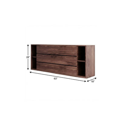 63" Brown Solid Wood Six Drawer Double Dresser