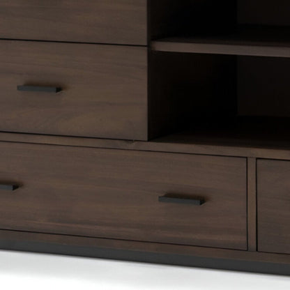 63" Dark Brown Wood Six Drawer Double Dresser