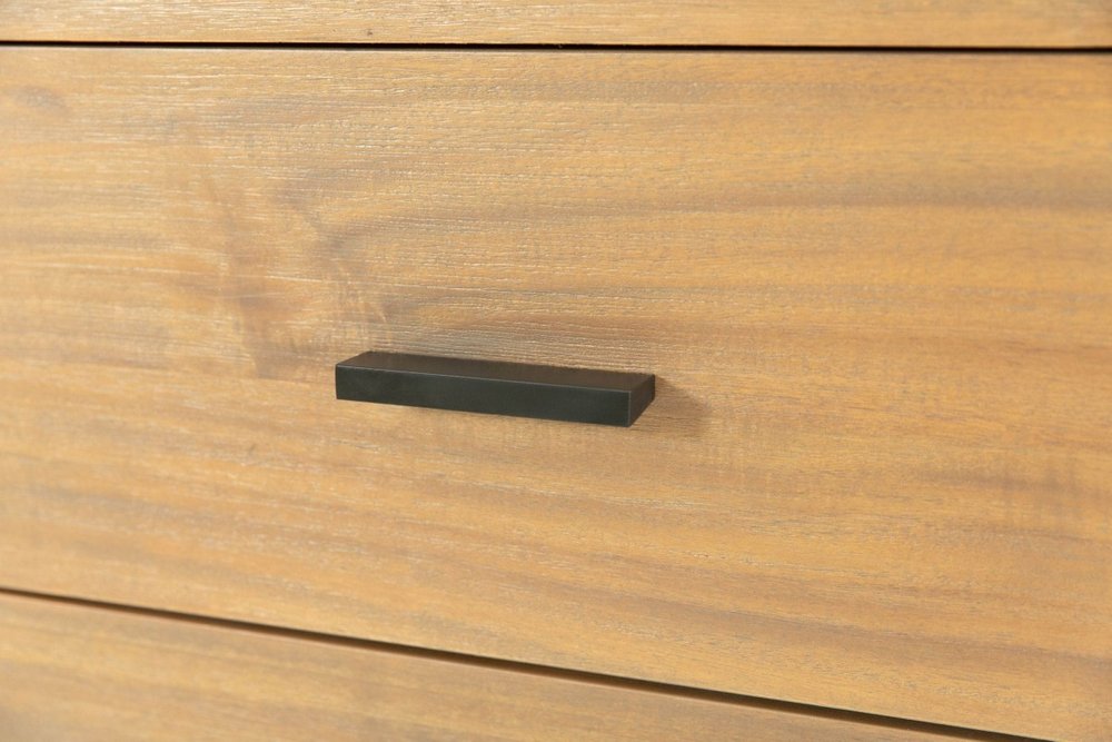 28" Brown Wood Six Drawer Combo Dresser