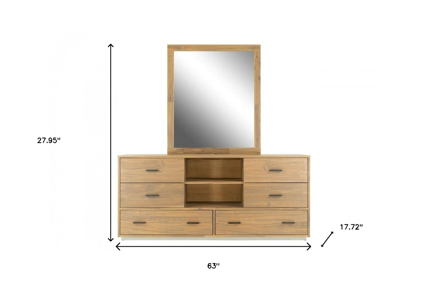 63" Walnut Six Drawer Combo Dresser