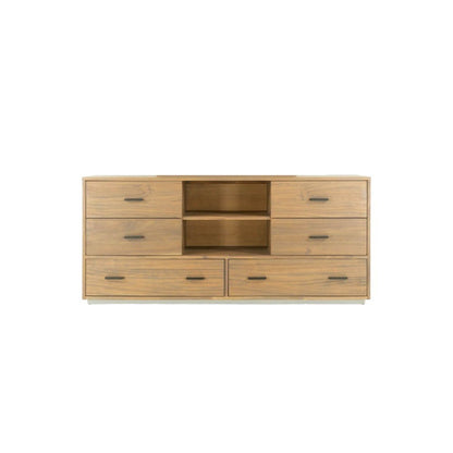 28" Brown Wood Six Drawer Combo Dresser