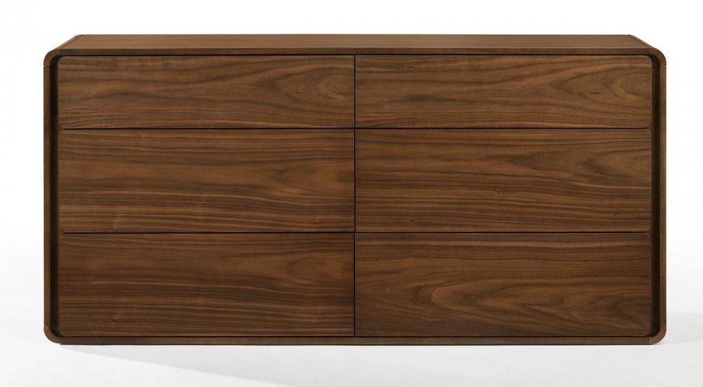 59" Brown Solid Wood Six Drawer Double Dresser