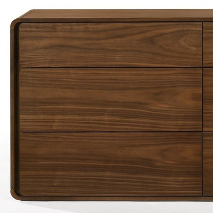 59" Brown Solid Wood Six Drawer Double Dresser