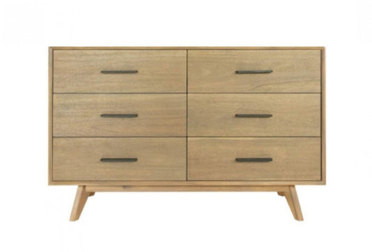 53" Brown Solid Wood Six Drawer Double Dresser