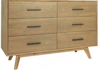 53" Brown Solid Wood Six Drawer Double Dresser