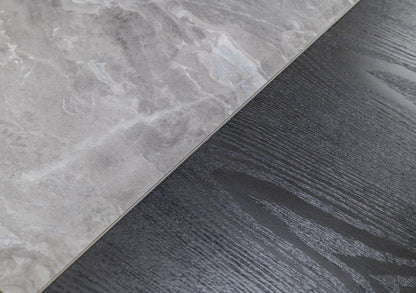 63" Grey Faux Marble and Black Wood Six Drawer Double Dresser