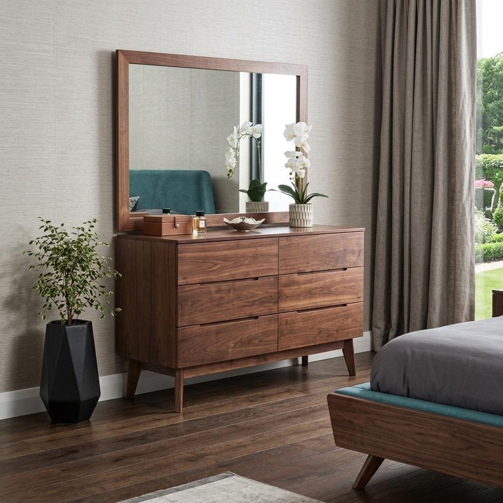 51" Brown Solid Wood Six Drawer Double Dresser