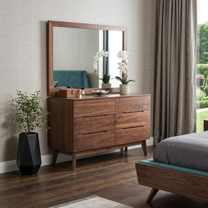 51" Brown Solid Wood Six Drawer Double Dresser