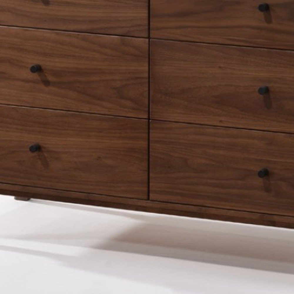 51" Brown Solid Wood Six Drawer Double Dresser