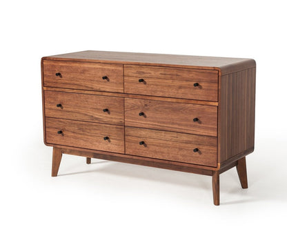 51" Brown Solid Wood Six Drawer Double Dresser