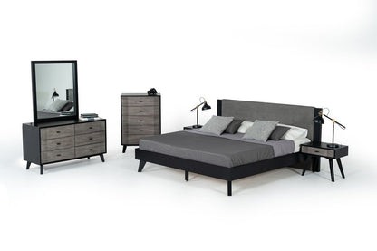 51" Gray And Black Solid Wood Six Drawer Double Dresser