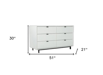 51" White Wood Six Drawer Double Dresser