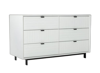51" White Wood Six Drawer Double Dresser