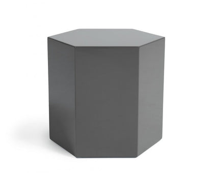 13" Light Gray Wood Hexagonal Block End Table