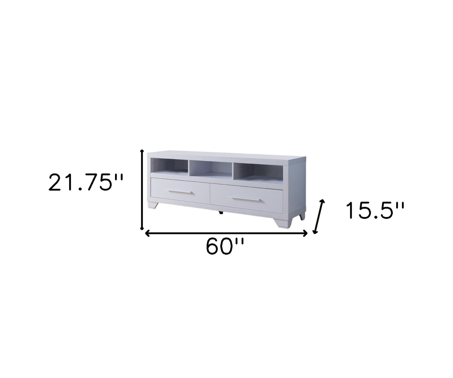 60" White Particle Board And Mdf Cabinet Enclosed Storage TV Stand