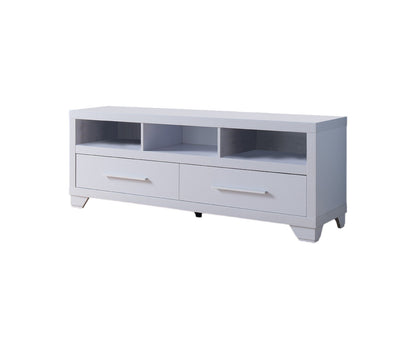 60" White Particle Board And Mdf Cabinet Enclosed Storage TV Stand