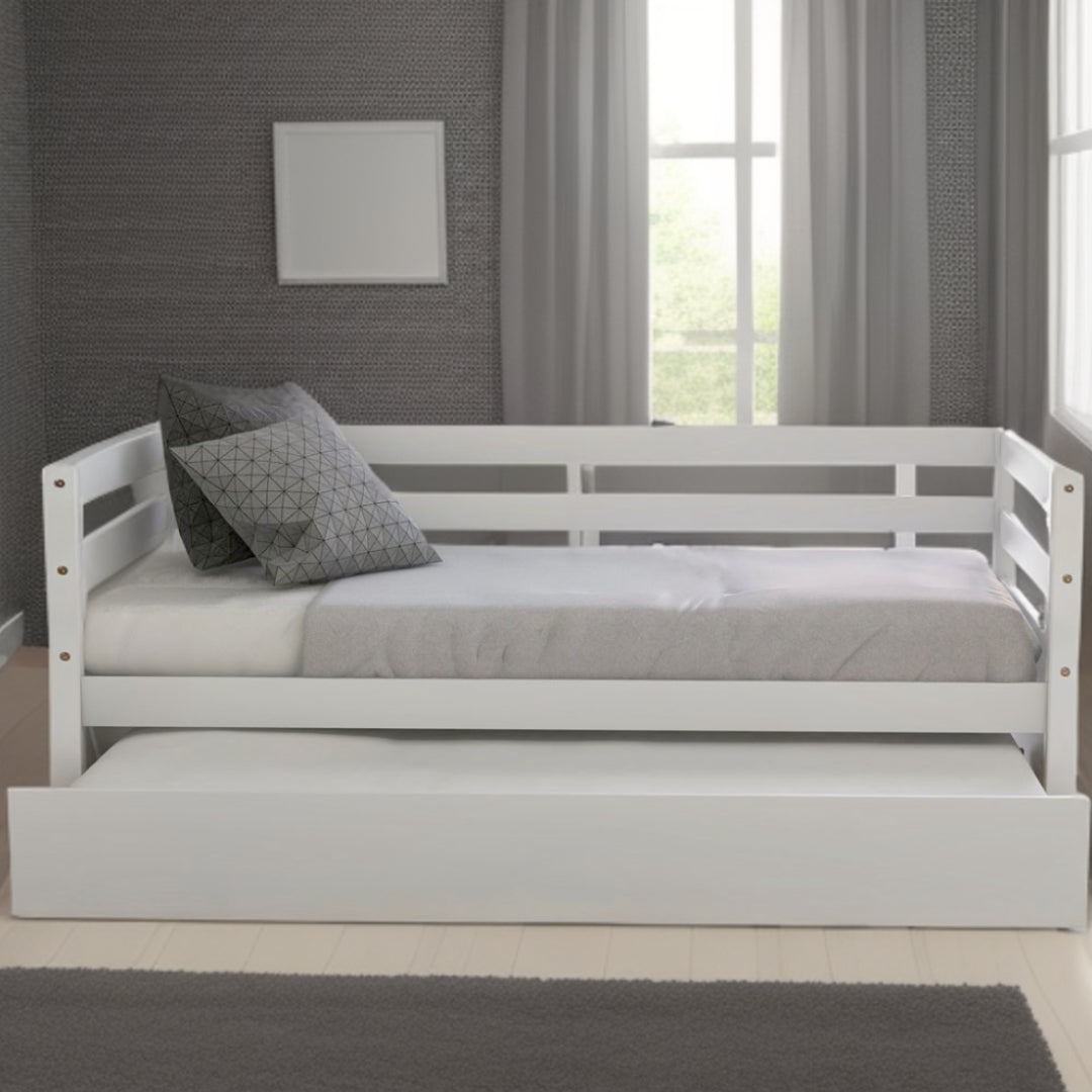 White Twin Bed with Trundle