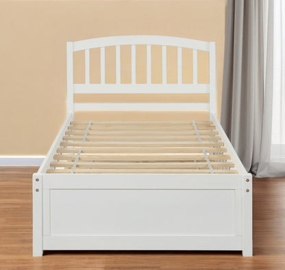 White Wood Twin Bed Frame with Trundle