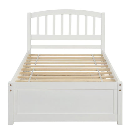 White Wood Twin Bed Frame with Trundle
