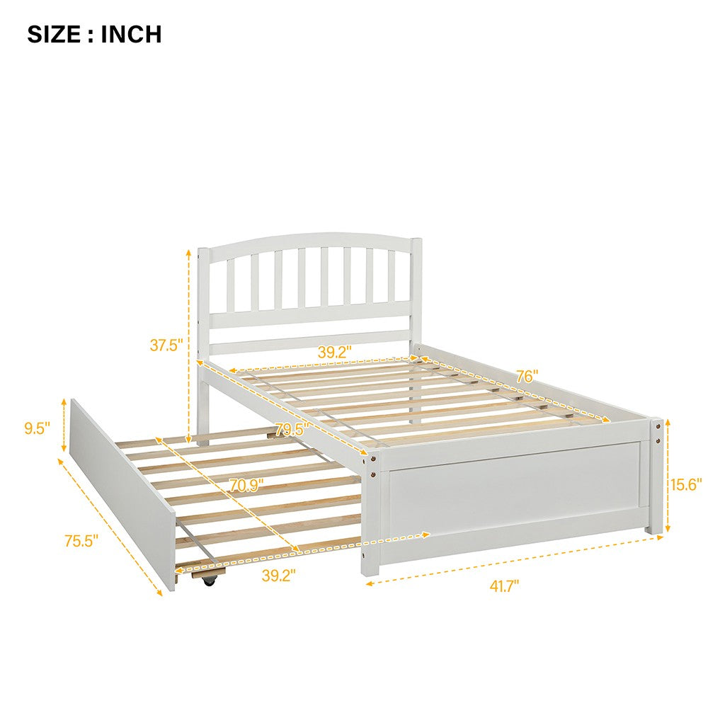 White Twin Bed with Trundle