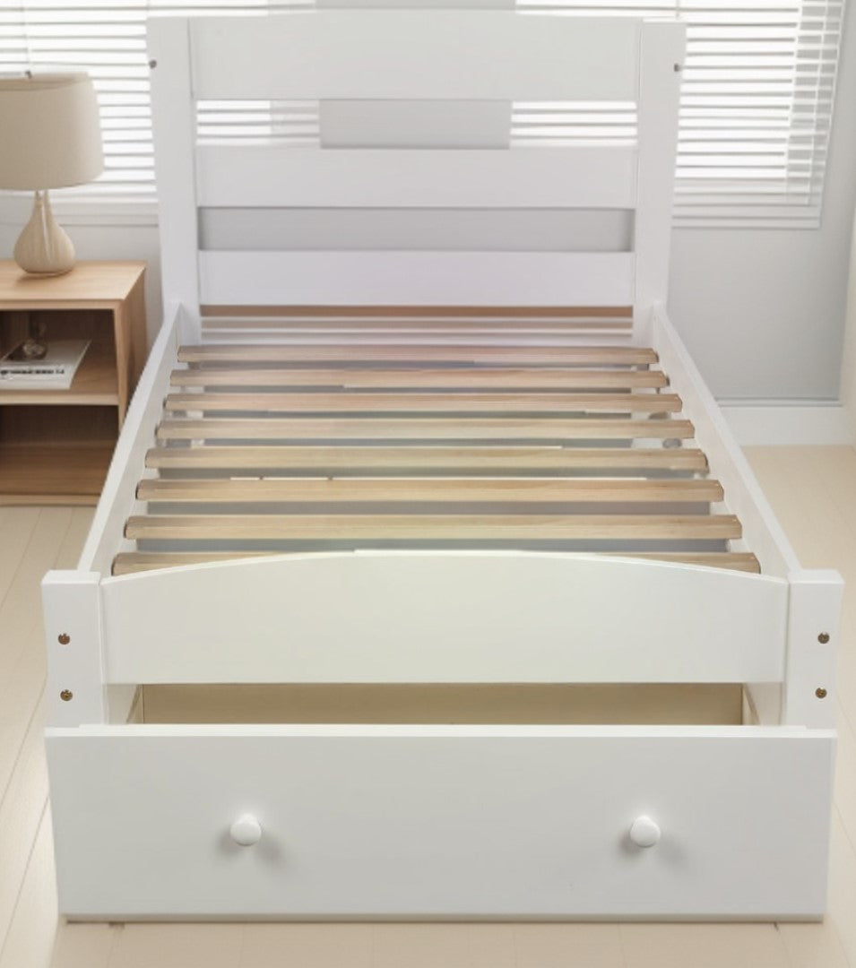 Twin White Upholstered Bed