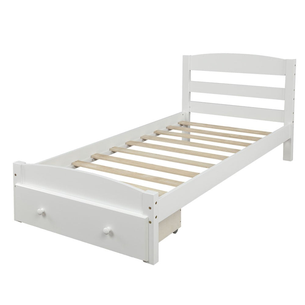 White Wood Twin Bed Frame