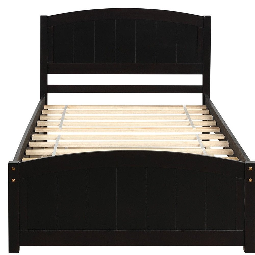 Espresso Wood Twin Bed Frame with Trundle