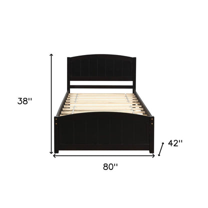 Espresso Wood Twin Bed Frame with Trundle